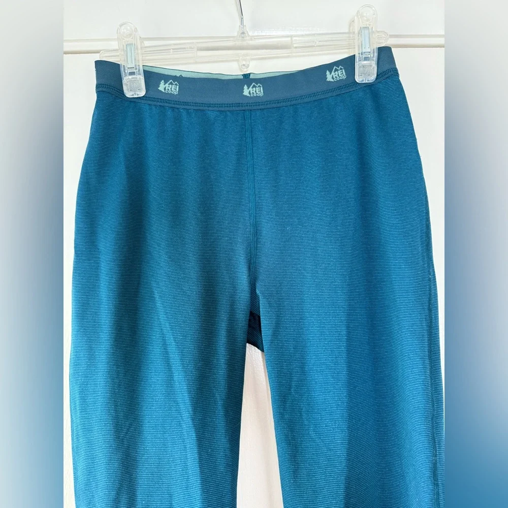 REI Co-Op Kids Base Layer Leggings Teal Blue Green Size Large 14-16 Hike Winter